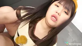 Japanese Chubby Brunette In Bunny Costume Is Pleasing Her Lover With Madoka Watanabe And Chubby Bunny