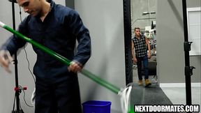 Homeless guy fucks janitor