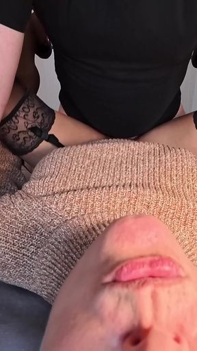 Girl in Knitted Sweater, Garter Belt and Stockings Fucked Doggy and Missionary - Projectfundiary