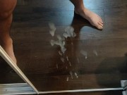 Huge cum load against my mirror