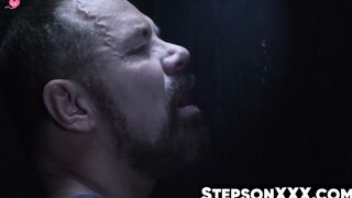 Glory hole blowjob turns to deepthroat with twink and daddy