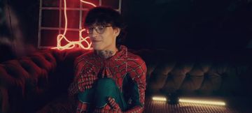 Spider Man Costume. Bottom Boy a Pose. Ass Hole