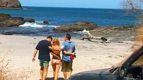 agnes rides out to the beach to get a dp from her two best friends