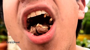 A big chocolate in my mouth