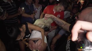 Pornstars having wild sex orgy in the club