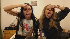 pig nose fetish, isa and elly playing with their noses