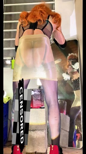 Cute Femboy Very Sexy Stocking Lingerie Showing His Panties Outside