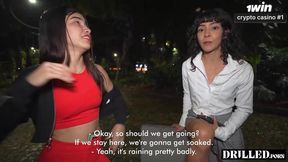 Public 3 way with submissive Latina in park - hot rectal creampie!
