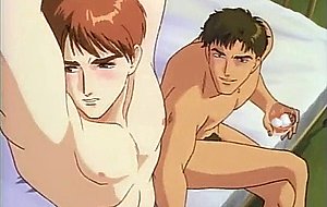 Hentai guy gets tied in hands and legs in bed