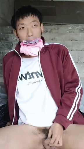 Jaw-dropping moment from "Cute Asian boy masturbates and ejaculates in the stairwell of construction site"