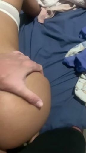 punching dick in the little brunette whore without a condom in slow motion