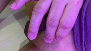 Playing his Asian cock with oily massage in front of his desi Indian friends