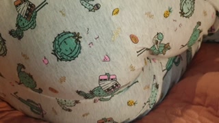 ⭐ Cute Lazy Girl Wets Her Pyjamas Watching TV Lying On Her Tummy!