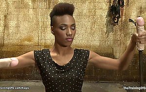 Ebony bound and whipped and toyed