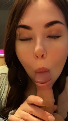 Hot Student with Sexy Face Gives Blowjob