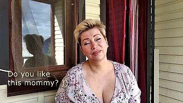 Stepson fucks his stepmommy in private, like a dirty, corrupt whore .. English subtitles.