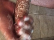 Soapy cock stroking in the shower