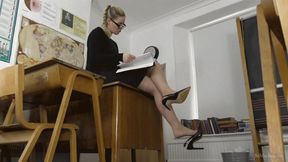 Pretty Teacher Miss LaLay Reads While Dangling Her High Heels