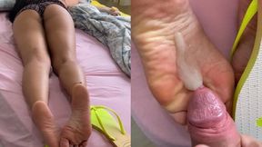 Goddess Kiffa Footjob 30 - Footjob with flip flops big cumming on soles - FOOTJOB - FLIP FLOPS - BIG CUMSHOT - JERK OFF - AMATEUR