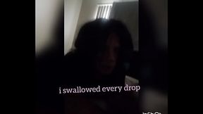 Nasty Hoe swallowing her daddys nut