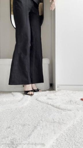 Perfect legs and heels worship - Toes peaking out