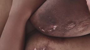 Cumshot over macromastia african juggs Denise 50M cup