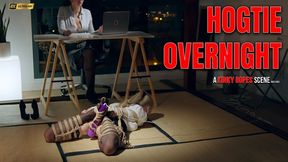 HOGTIE OVERNIGHT by BONDAGE KINK ballgagged blonde assistant crawling in ropes on the floor with a vibrator in her pussy
