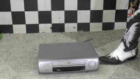 VCR Player under Cowgirl Boots