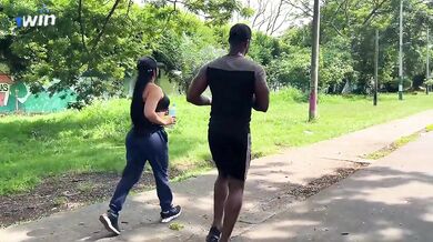 Coach shows his huge black cock in the park to busty Silvana Lee - Xander Black