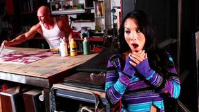 Awesome angel with enhanced tits Asa Akira fucked at the factory