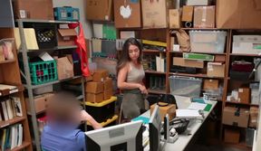 Sweet teen brunette caught stealing and covered in cum as punishment