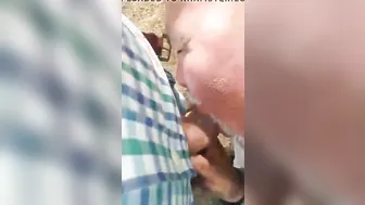 Older bear sucks a big Latin cock in amateur hookup