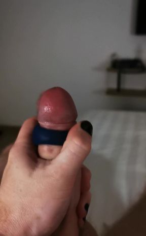 Teasing myself with my cock ring while being watched