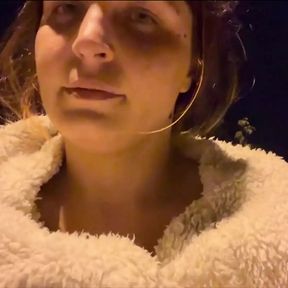 Outdoor Tits BDSM with Clothespins and a Car Passing by