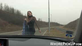 Prostitute on the streets enjoys getting banged in a car