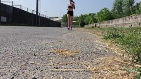 I come home all sweaty from my run, catch my husband jerking off and squirt on his cock