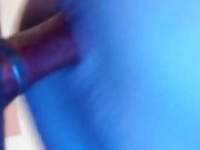 20 yo twink puts sticks hairbrush in bed and fucks it
