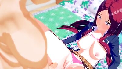 Ryoko Sakaki, a young redhead, indulges in some steamy 3D hentai action with her food