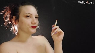 Nude close up side view smoking