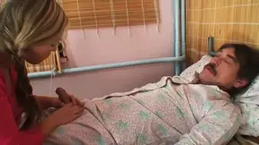 Stepdaughter rides her sick daddy's cock in missionary position