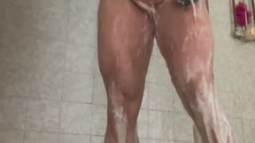 Hot Public Shower to Soothe My Big Aching Muscles and Letting You Watch