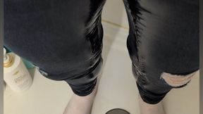 Wetting & Rewetting Tight Ripped Blue Skinny Jeans