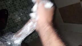 Breast Pump Boy2 Takes His Time in the Shower with a While Waiting Outside the Bathroom