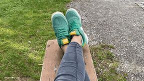 SWEATY SNEAKERS SHOEPLAY AND HOLE IN HER SOCK - MP4 Mobile Version