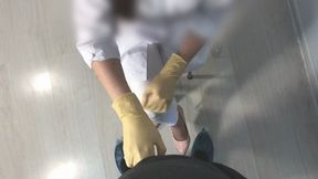medical exam of a penis with a cumshot on her leggings (720p)