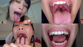 Miki Sunohara - Showing inside her mouth, sucking fingers, swallowing gummy candys and dried sardines MOUT-09 - wmv 1080p