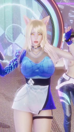 Mmd Kpop Demon Hunters - Huntrx - Golden Ahri Akali Kaisa Sexy Striptease League of Legends Hentai Uncensored 4K 60fps