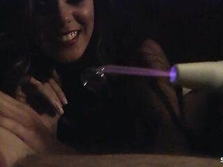 Aged educate Redhead slim Teen at Femdom S&M Session with Serf give him Tugjob and let eat own cum