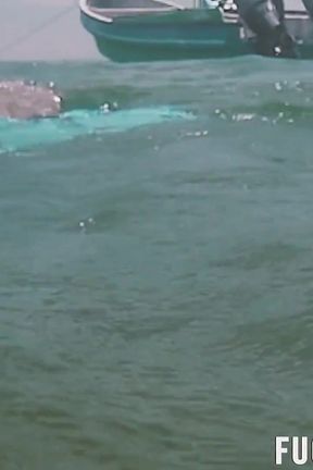 Free Diving Fins Under Open Sea Sexy Latina Goddess