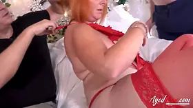 AGEDLOVE Two big huge dicks fuck old pussy